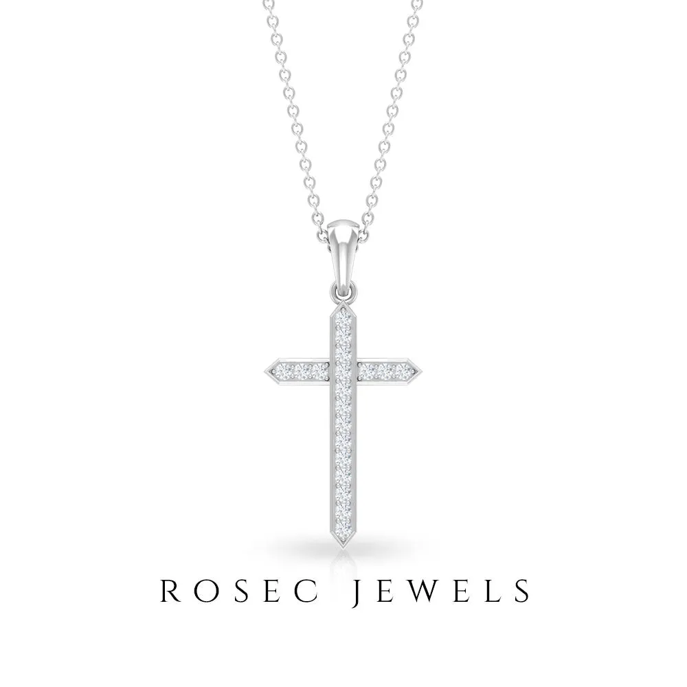 0.5 CT Certified Zircon Minimal Cross Pendant Necklace