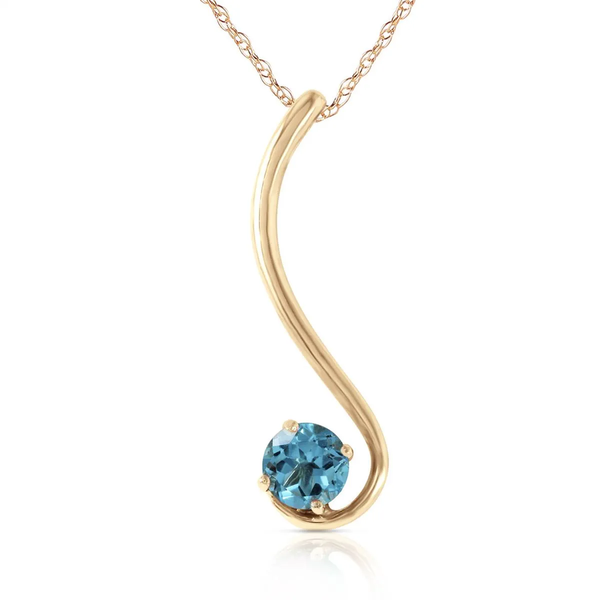 0.55 Carat 14K Solid Yellow Gold Birds Are Singing Blue Topaz Necklace