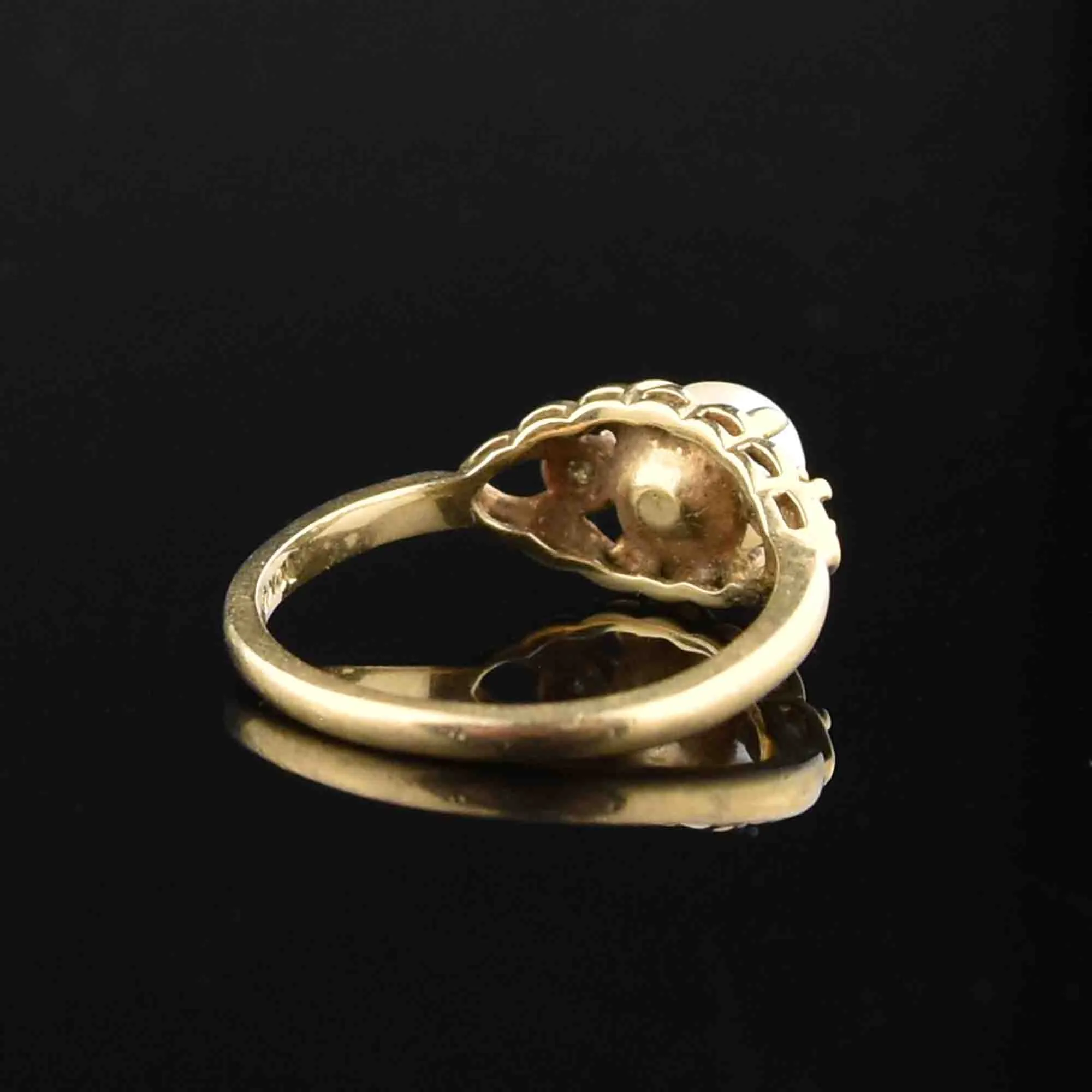 10K Gold Pearl Solitaire Engagement Ring, Sz 6