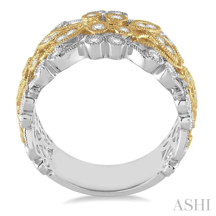 1/2 Ctw Round Cut Diamond Fashion Ring in 14K White and Yellow Gold