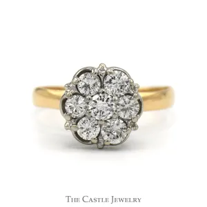 1/2cttw 7 Round Diamond Cluster Ring in 14k Yellow Gold