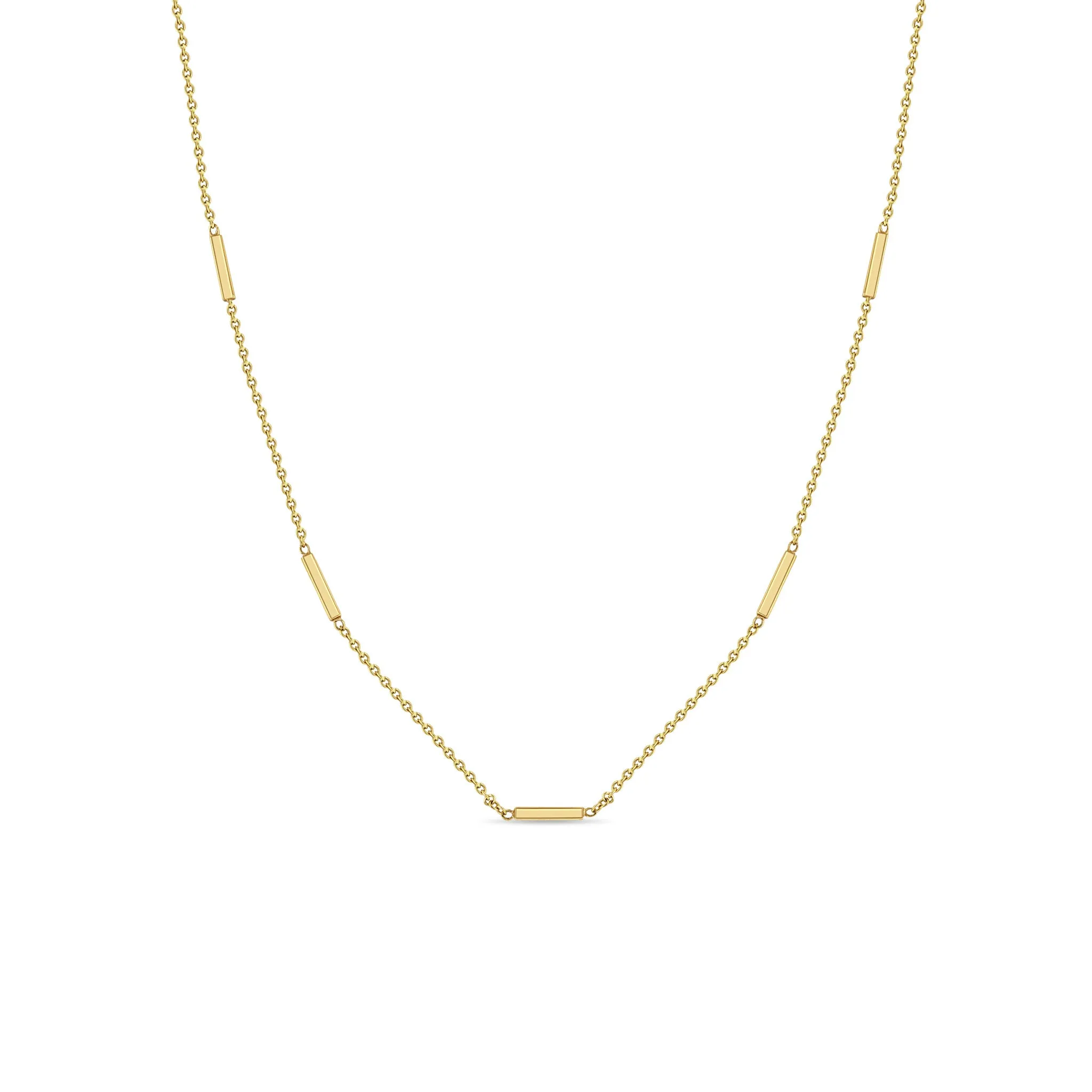 14k 5 Horizontal Tiny Bar Station Necklace