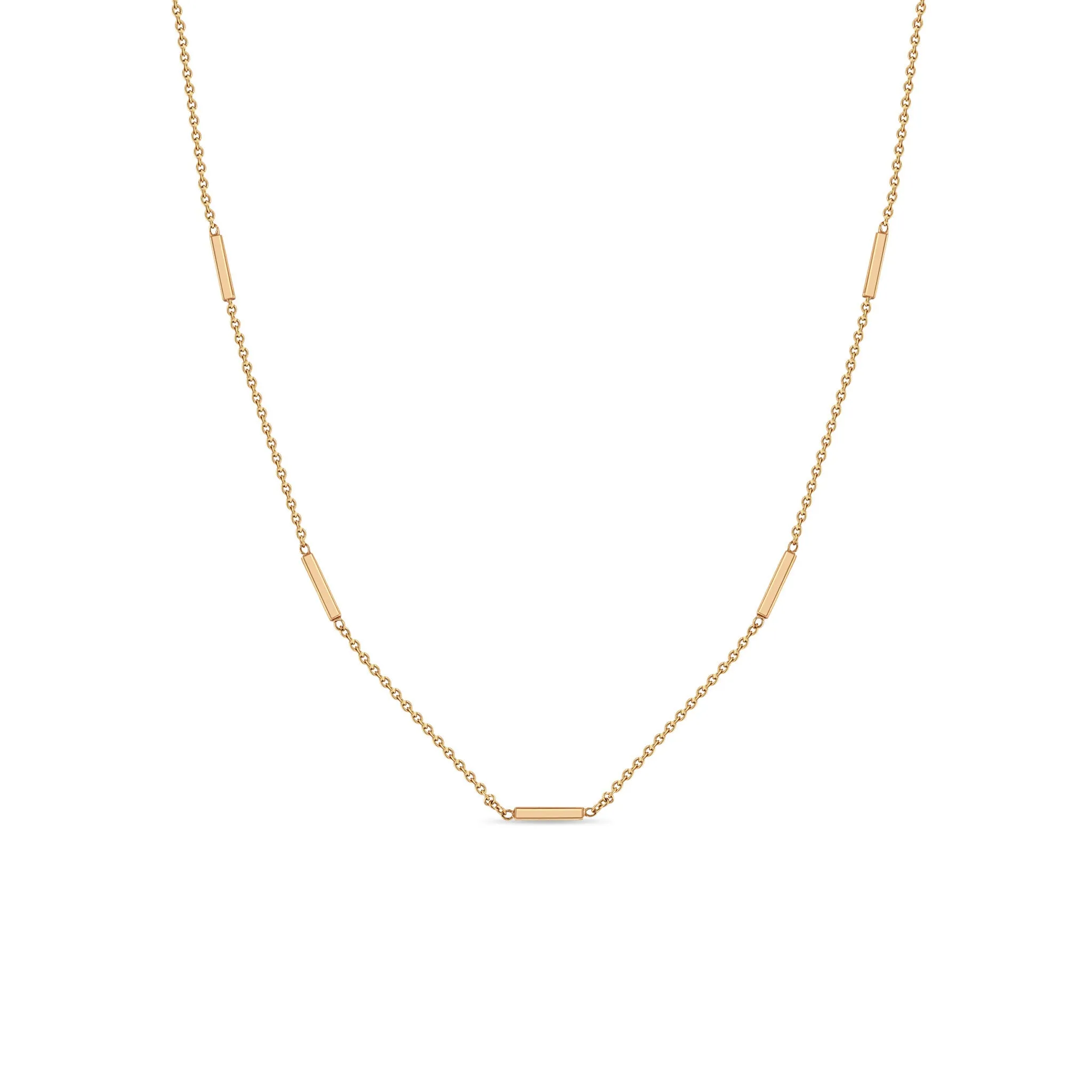 14k 5 Horizontal Tiny Bar Station Necklace