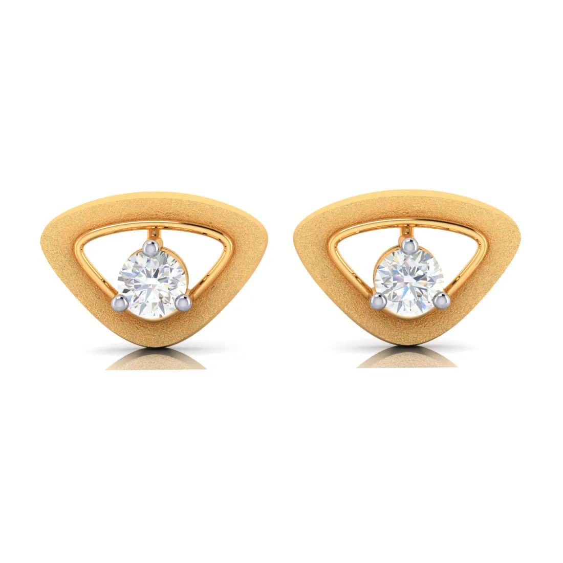 14k American Diamond & Gold Triangle Earrings