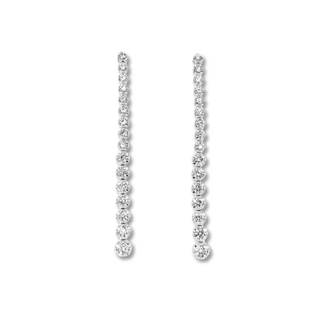 14K Gold Round Diamond Bezel Set  Drop Earrings