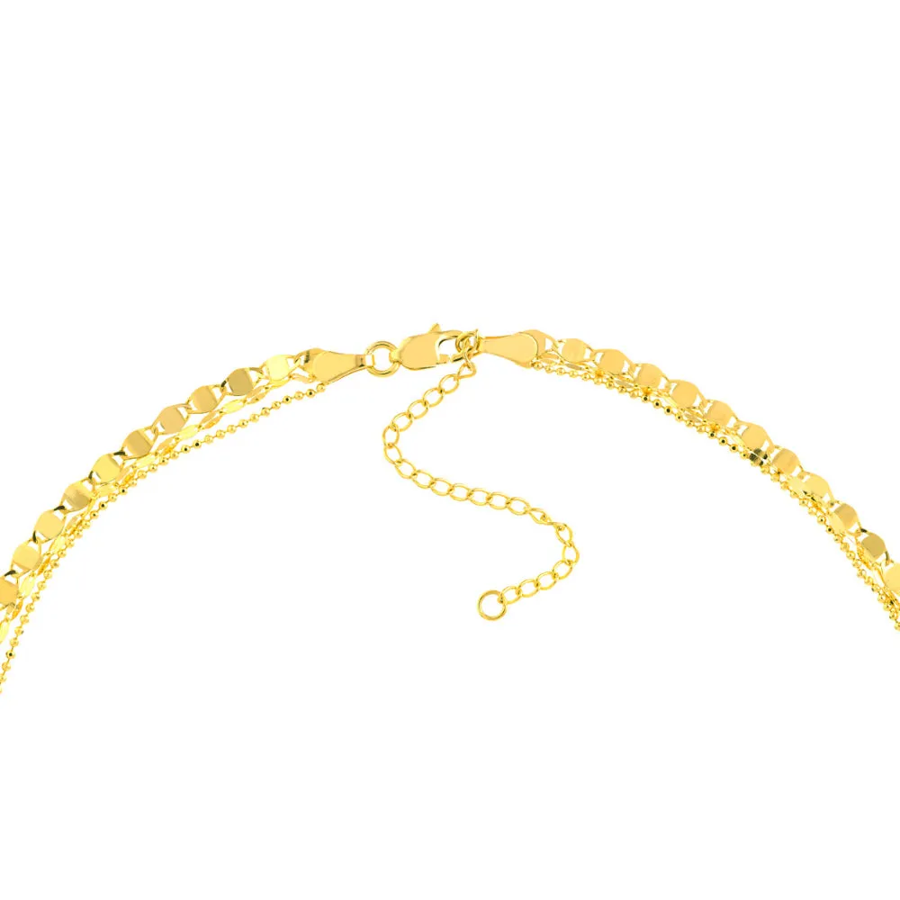 14k Gold Triple Strand Necklace