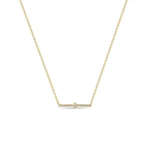 14k Princess Diamond & Diamond Bar Necklace