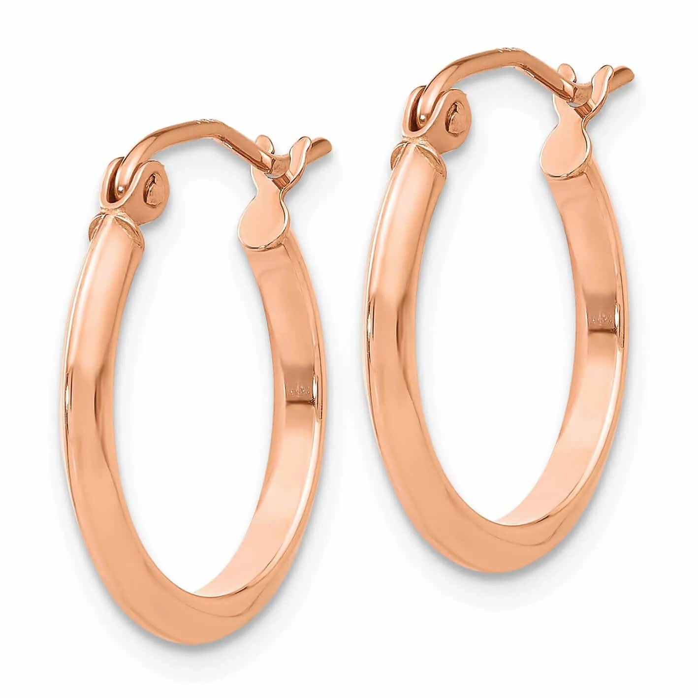 14k Rose Gold 2.5MM Knife Edge Hoop Earrings