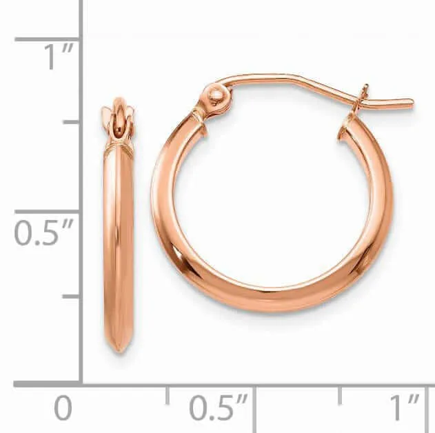 14k Rose Gold 2.5MM Knife Edge Hoop Earrings