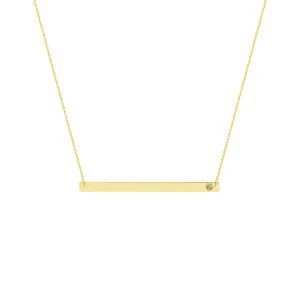 14K THIN GOLD & DIAMOND BAR NECKLACE