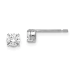 14k White Gold C.Z Stud 4.0mm Earrings