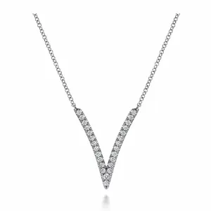 14K White Gold Diamond Chevron Necklace - NK4720W45JJ