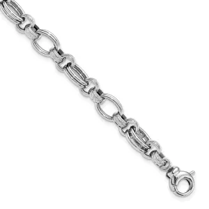 14K White Gold  Polished Fancy Link Bracelet