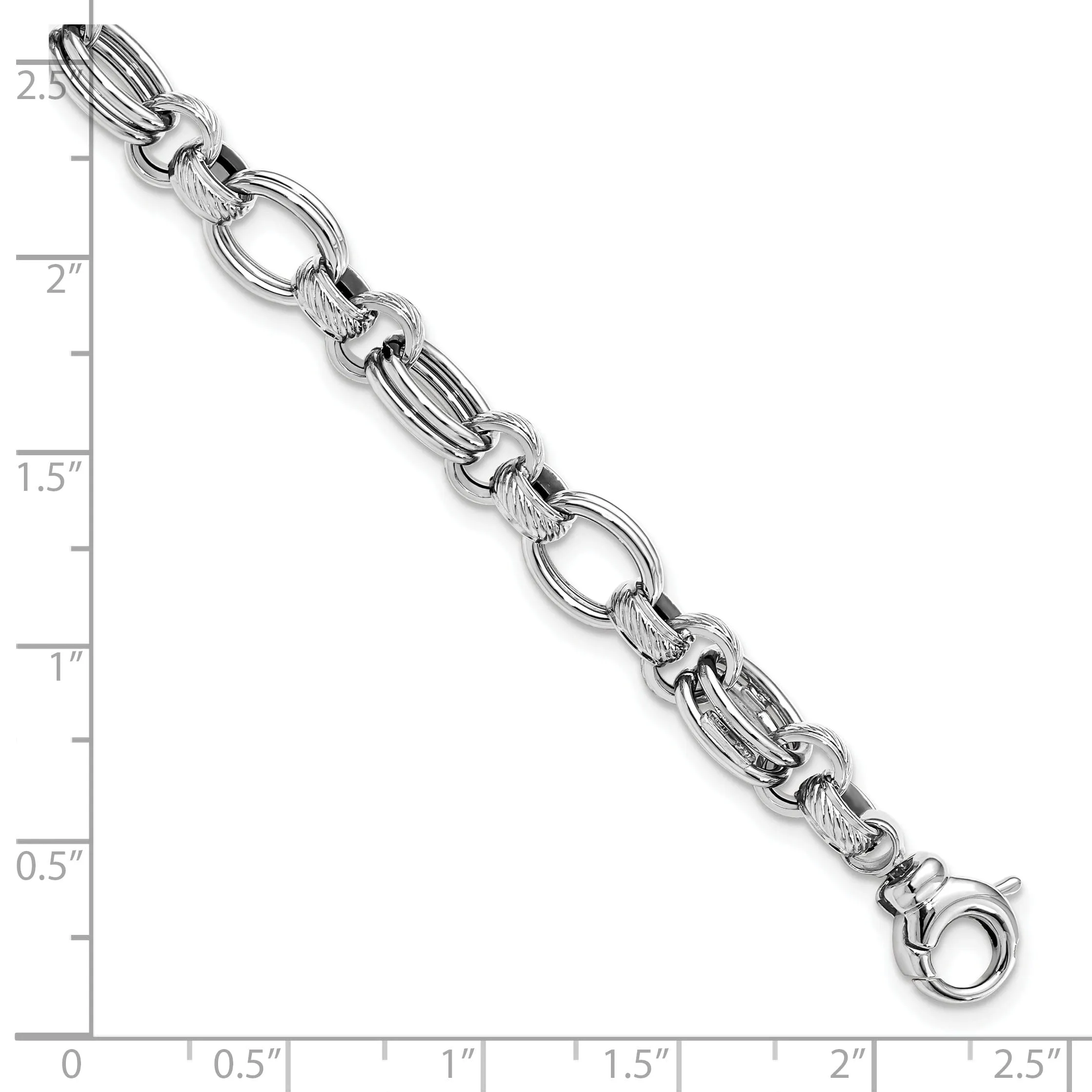 14K White Gold  Polished Fancy Link Bracelet