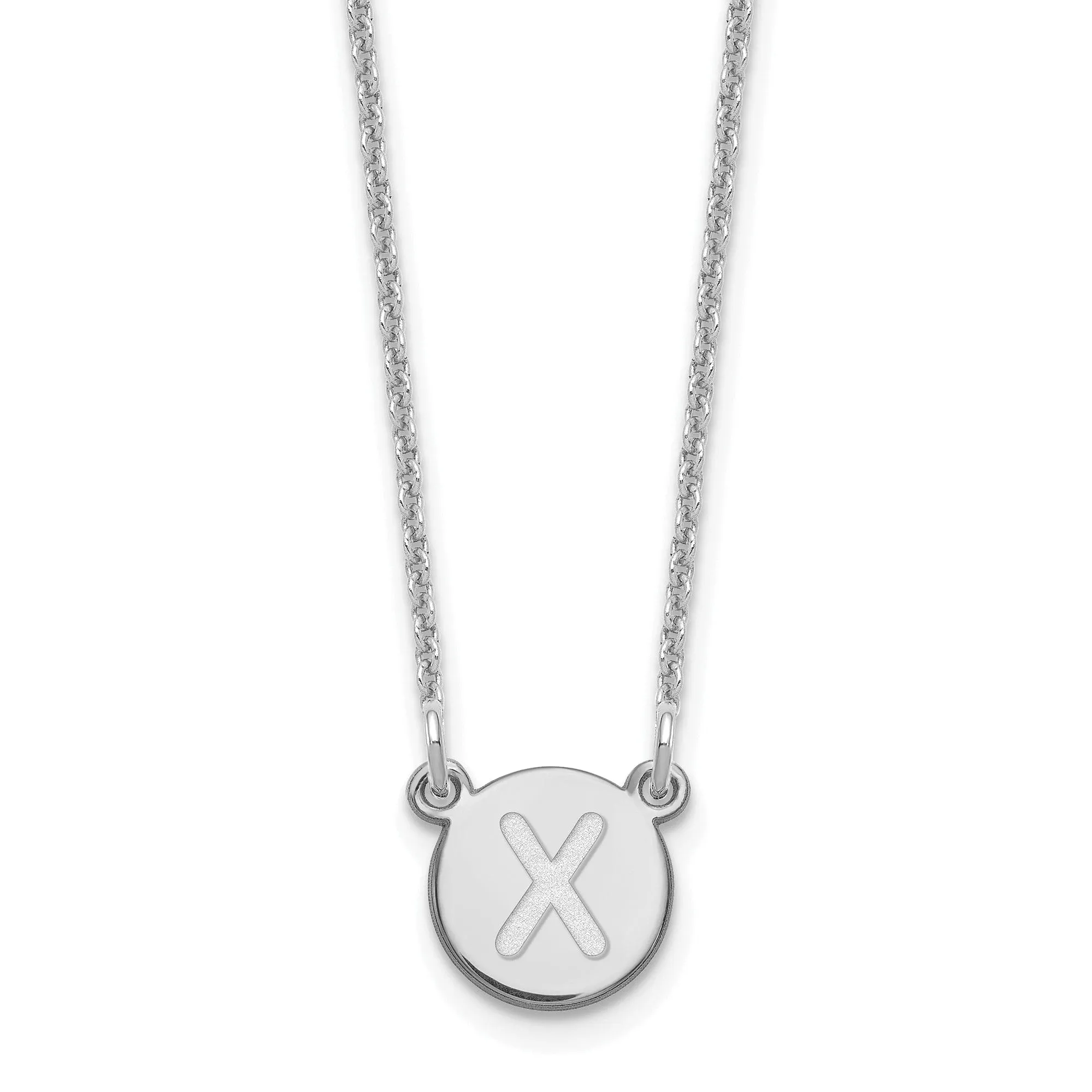 14k White Gold Tiny Circle Block Letter Y Initial Pendant and Necklace