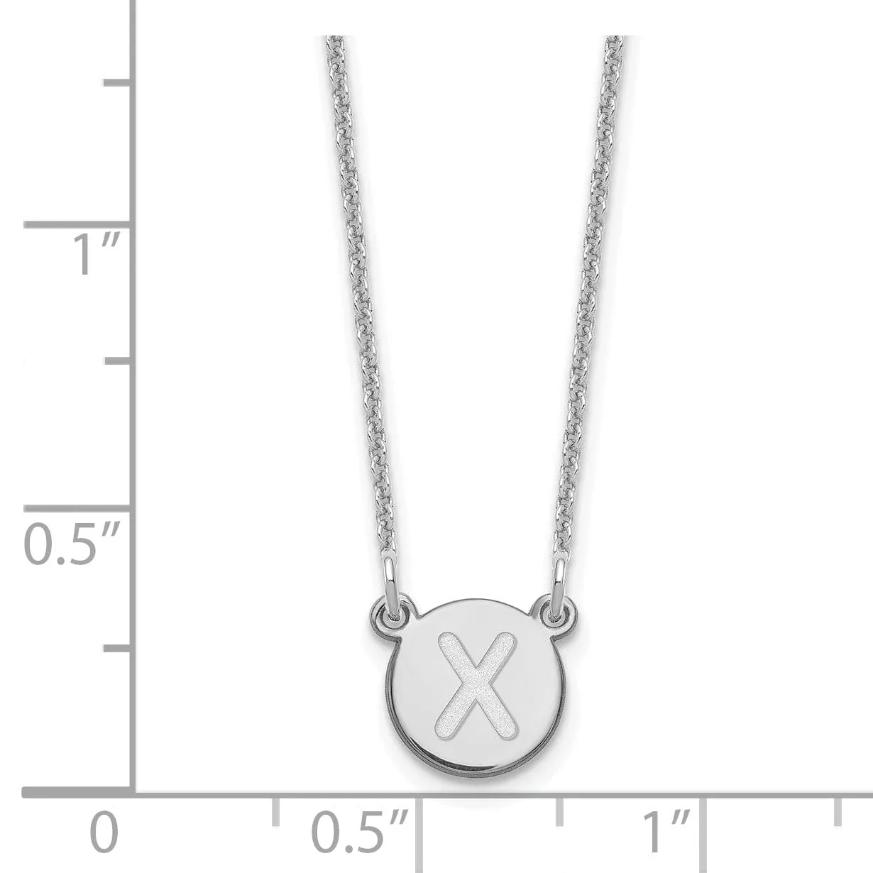 14k White Gold Tiny Circle Block Letter Y Initial Pendant and Necklace