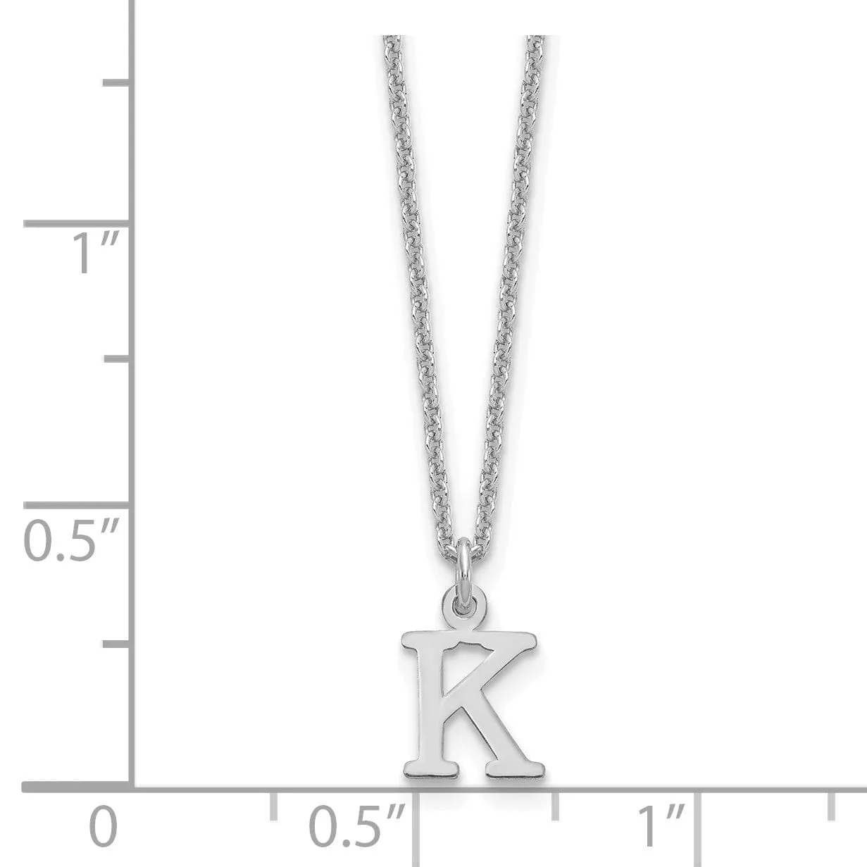 14k White Gold Tiny Cut Out Block Letter L Initial Pendant and Necklace