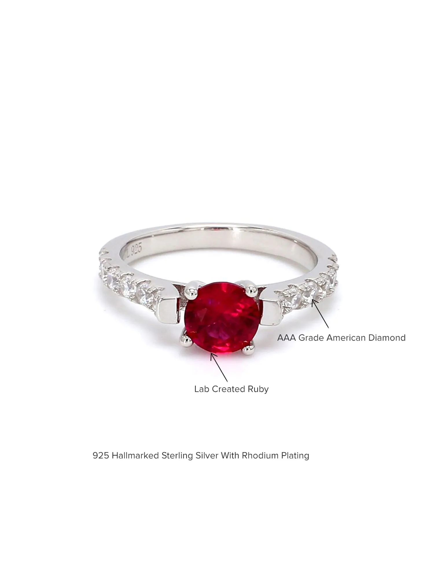 1.5 Carat Red Ruby Solitaire Silver Ring