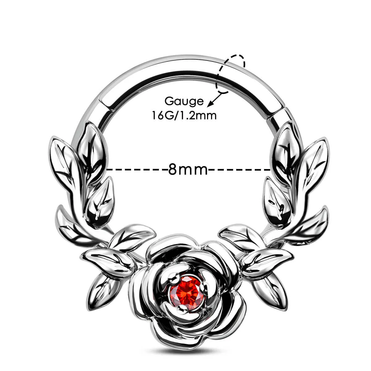 16G Vintage Rose Red CZ Septum Ring