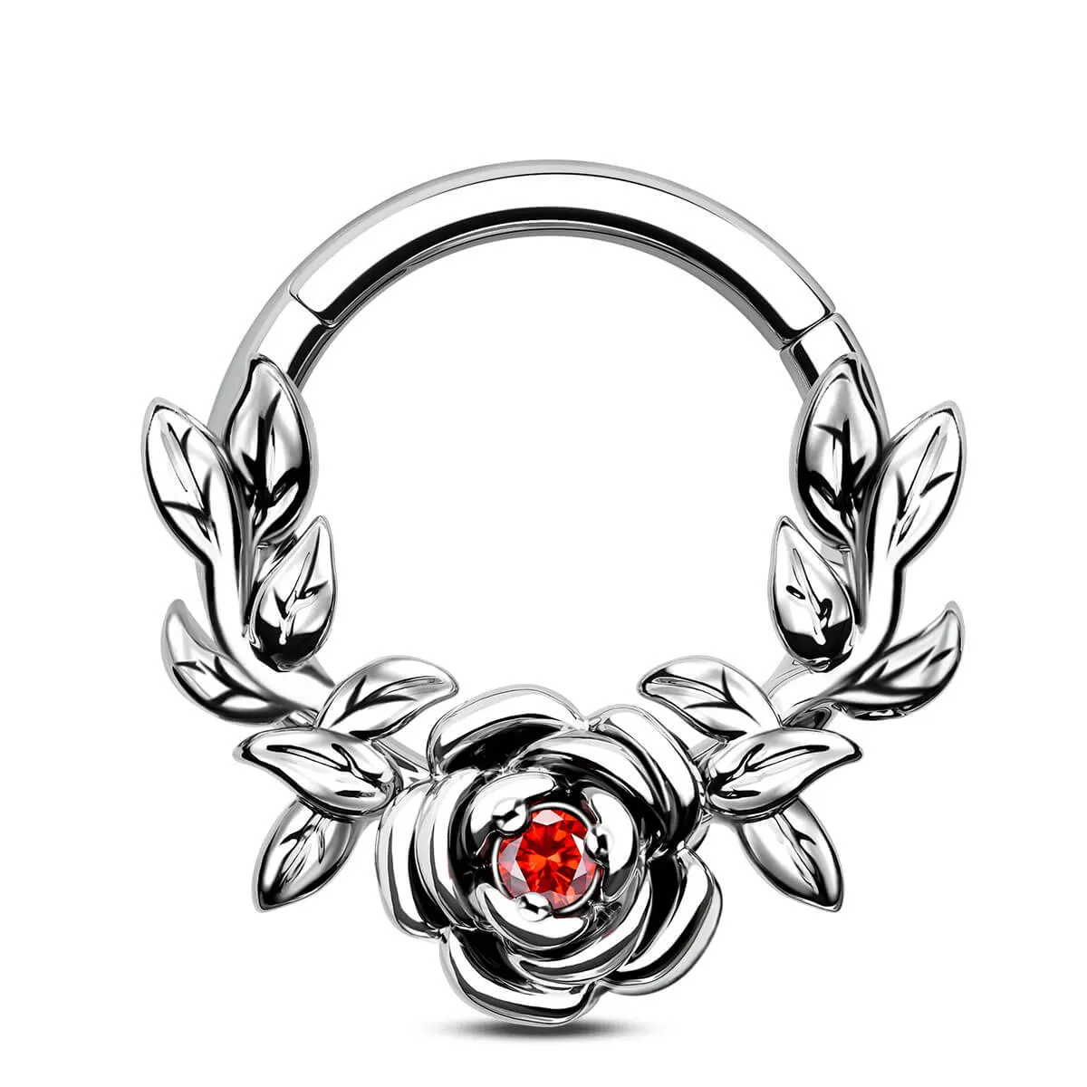 16G Vintage Rose Red CZ Septum Ring