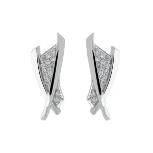 18ct White Gold 0.15ct Diamond Crossover Stud Earrings