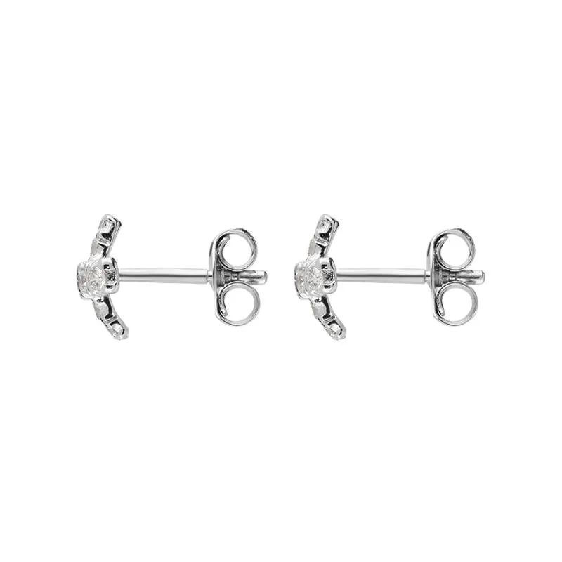 18ct White Gold 0.23ct Diamond Small Cross Shape Stud Earrings