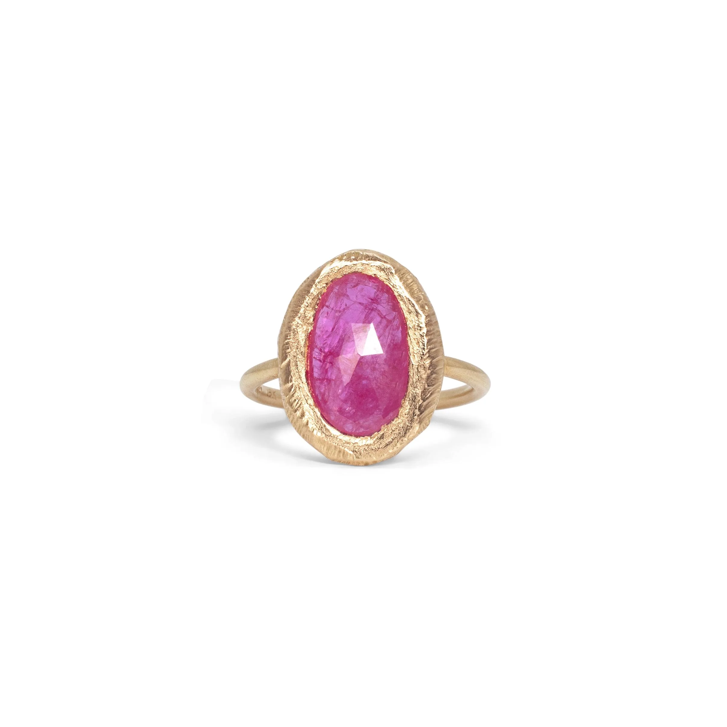 18K Freeform Solitaire Ring in Ruby