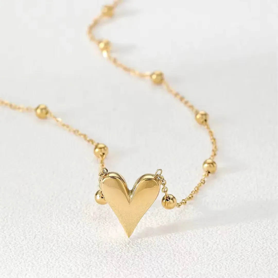 18K Gold Plated Heart Gold Necklace