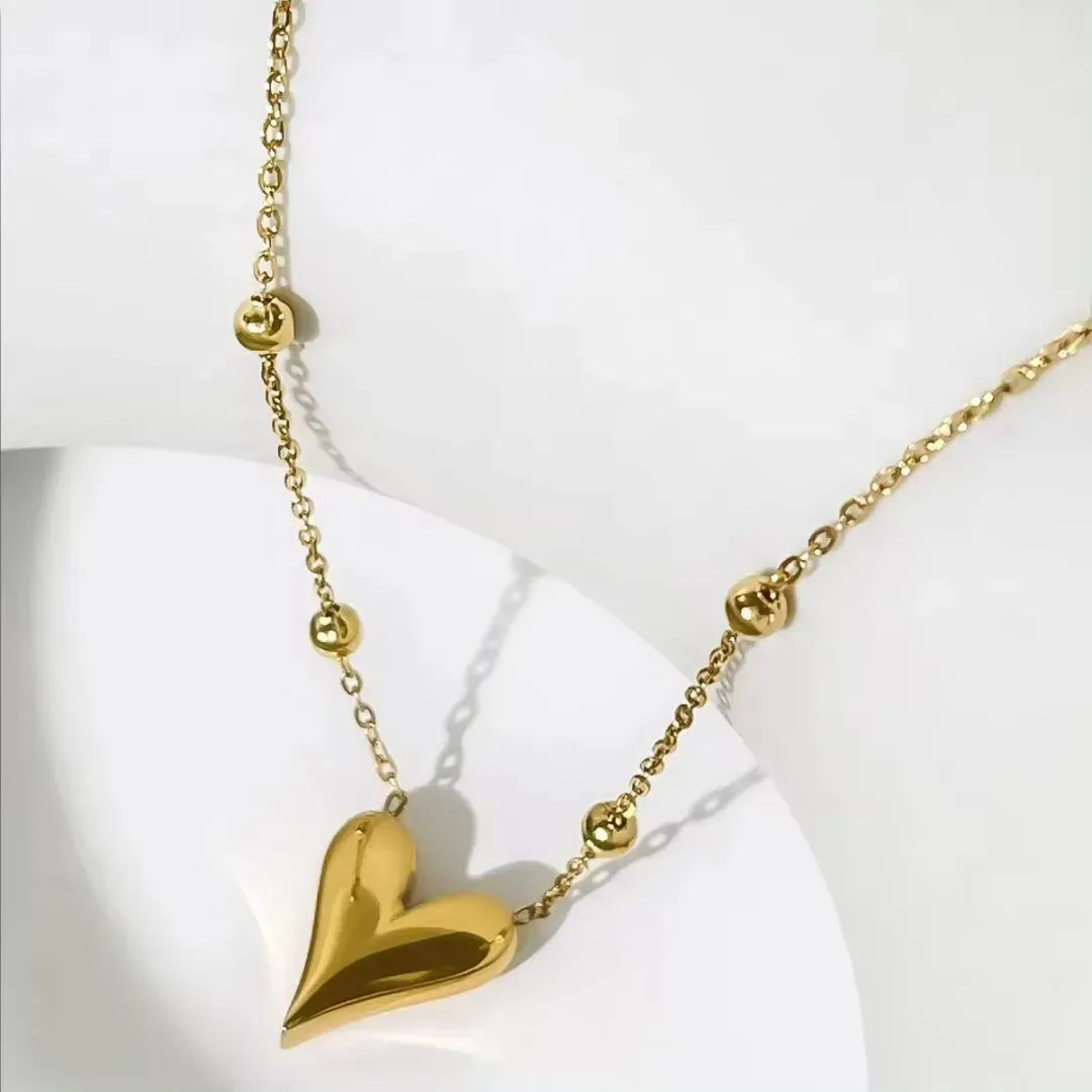 18K Gold Plated Heart Gold Necklace