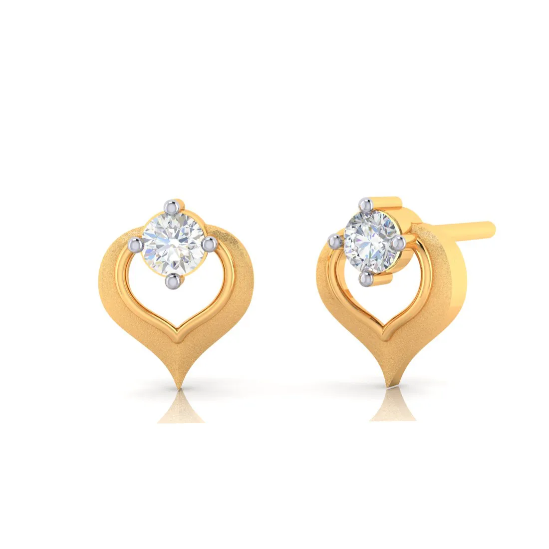 18k Heart Shape Gold Diamond Earrings