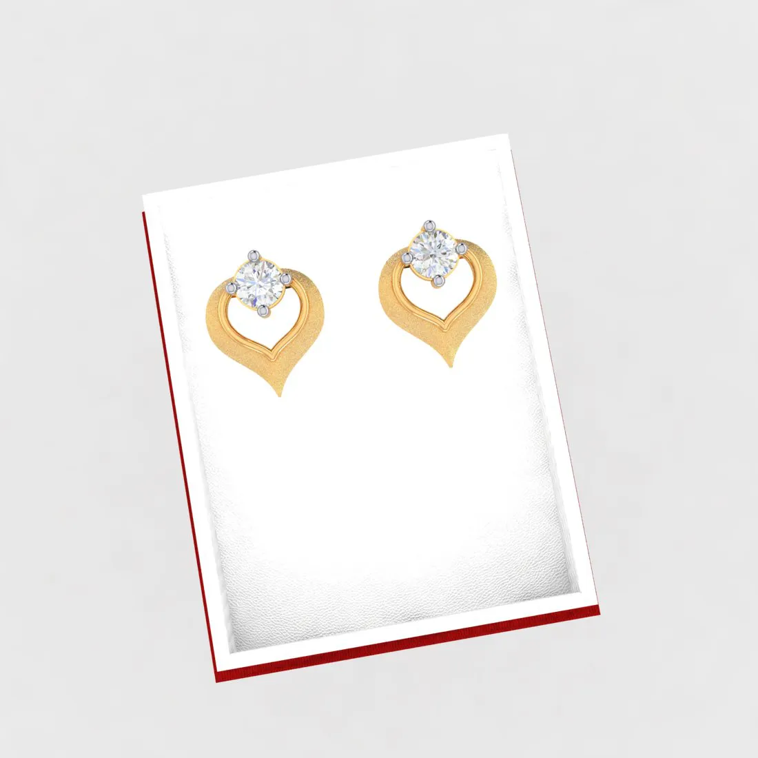 18k Heart Shape Gold Diamond Earrings