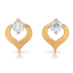 18k Heart Shape Gold Diamond Earrings