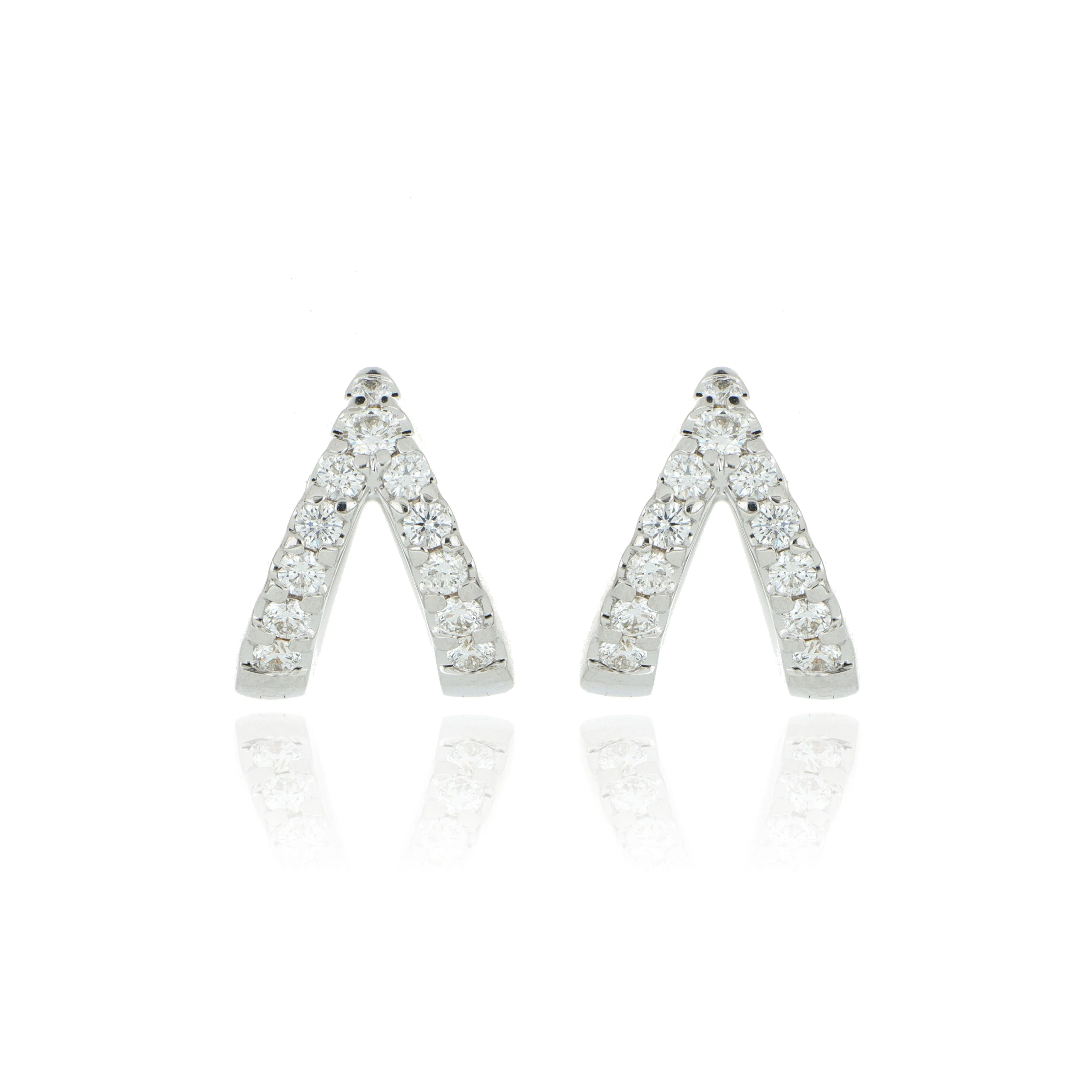 18k White Gold Split Diamond Huggie Earrings