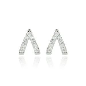 18k White Gold Split Diamond Huggie Earrings