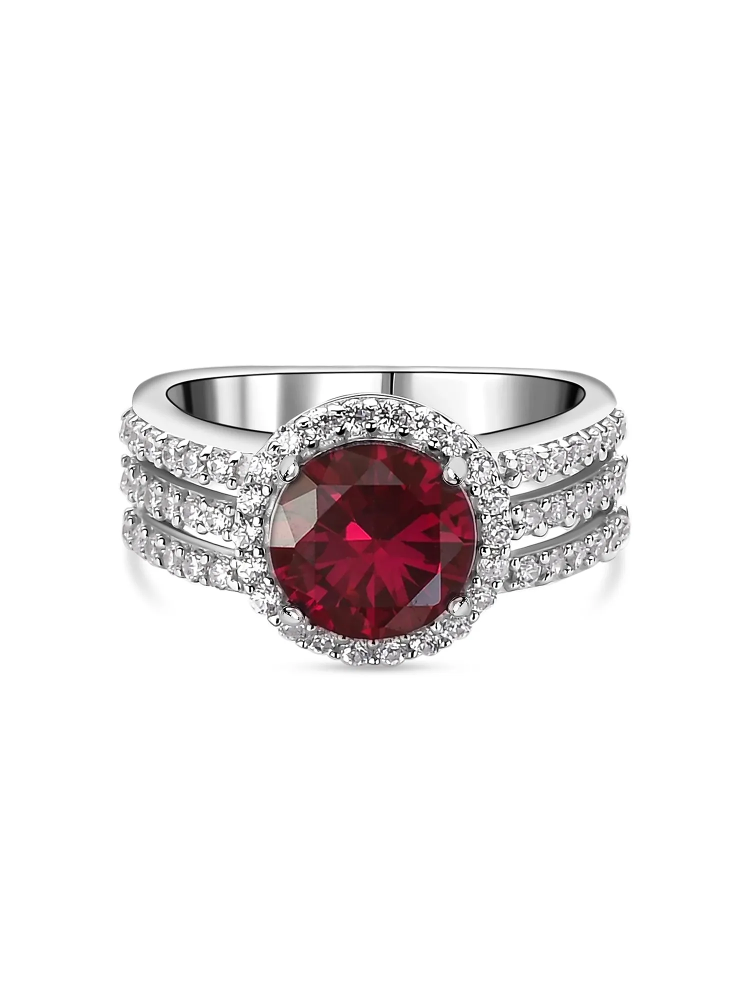 2 Carat Ruby Solitaire Band Ring In Silver