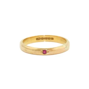 22k Gold x Vintage 4mm Solitaire Rubellite Band