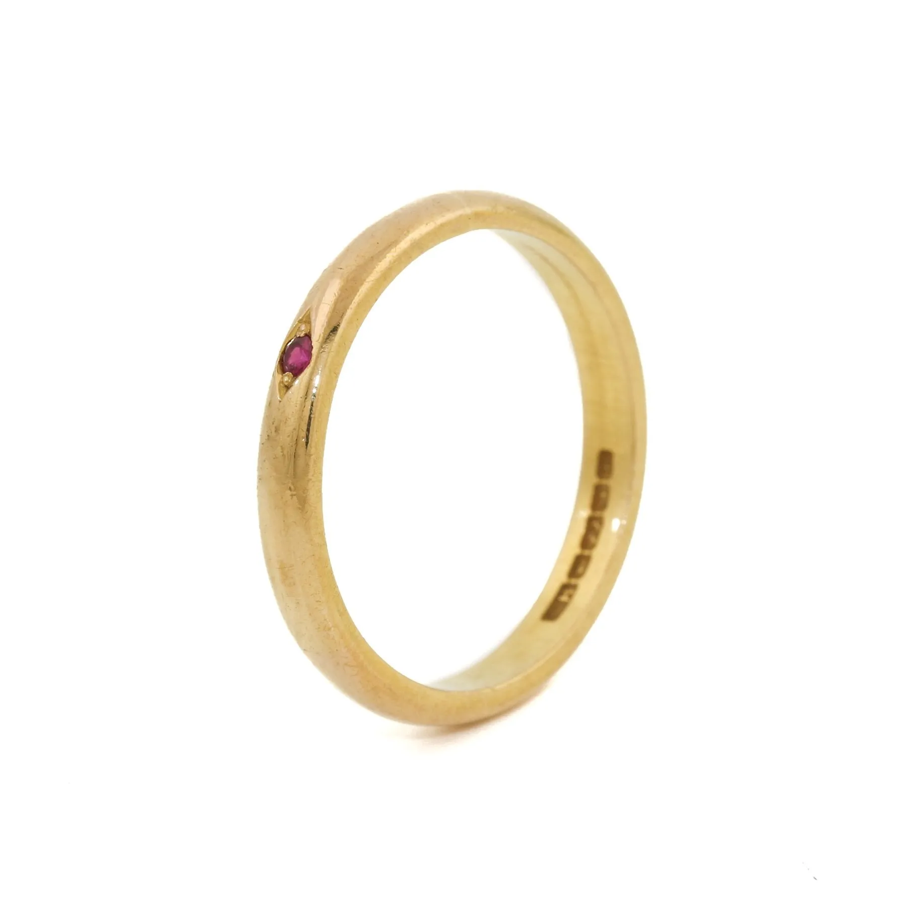 22k Gold x Vintage 4mm Solitaire Rubellite Band