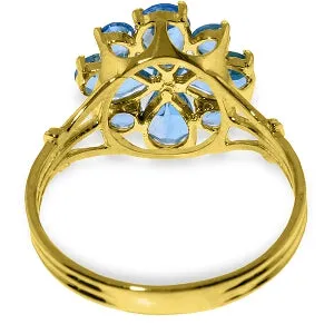 2.43 Carat 14K Solid Yellow Gold Love Theme Blue Topaz Ring