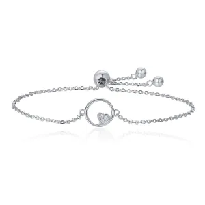 925 Sterling Silver Hollow Heart Infinity Circle Chain Bracelet