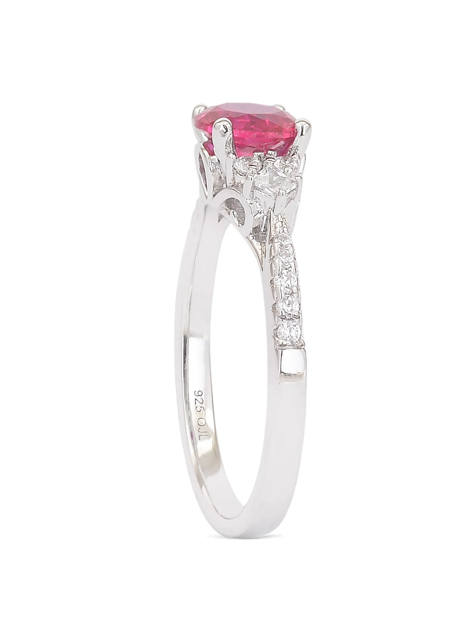 925 Sterling Silver Trio Solitaire Ruby Silver Ring For Women