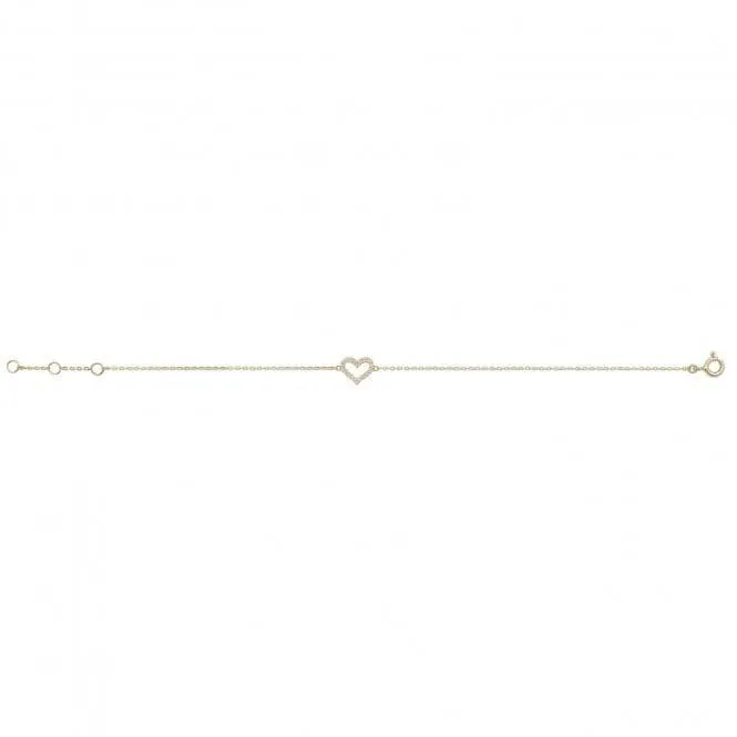 9ct Gold Heart Bracelet with Zirconia Accents