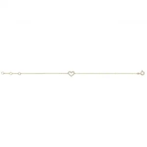 9ct Gold Heart Bracelet with Zirconia Accents