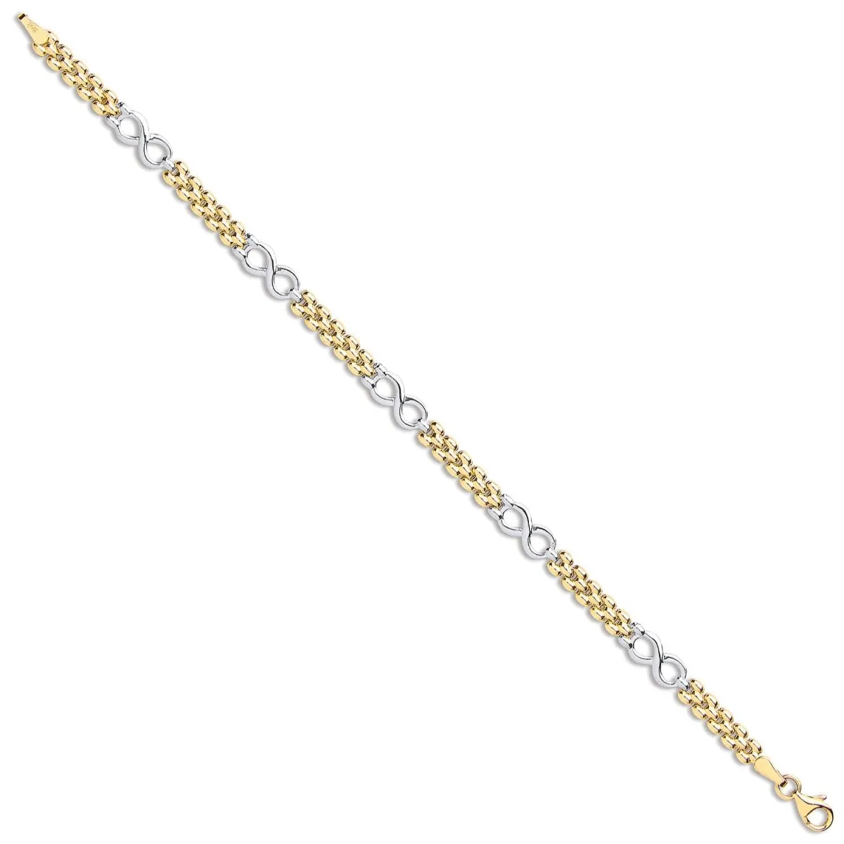 9ct White and Yellow Gold Eternity Fancy Link Ladies Bracelet