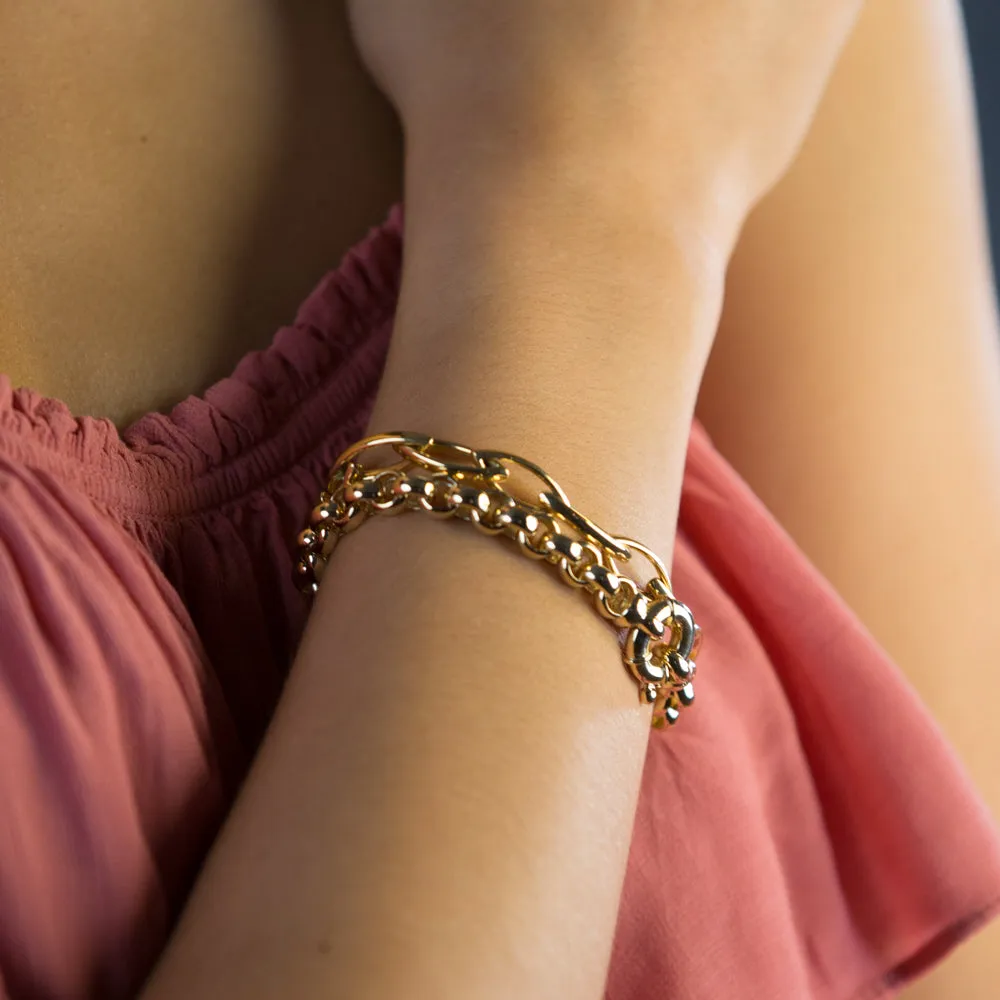 9ct Yellow Gold Belcher Bracelet With Bolt Clasp