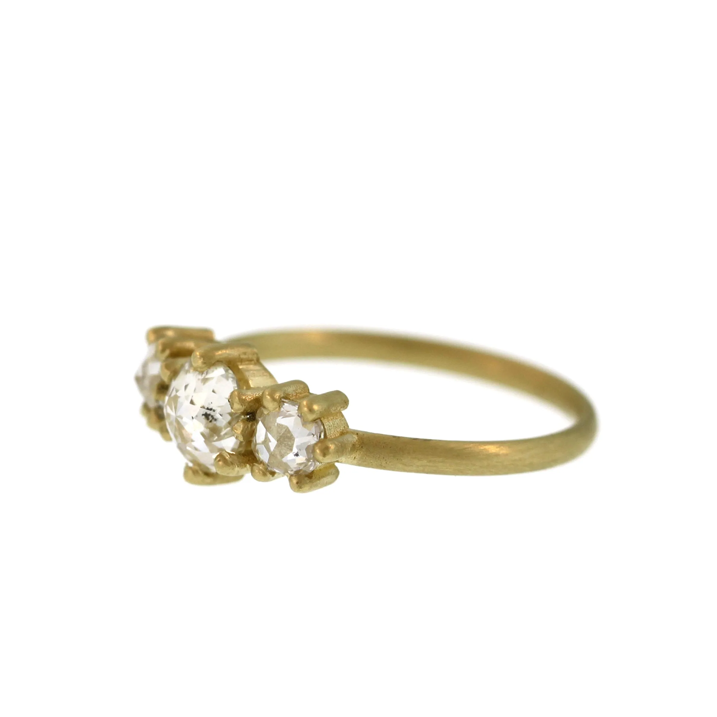 A Three Stone Rose Cut Diamond Ring