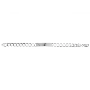 Acotis Silver Id Bracelet Men's Flat Open Curb G2455