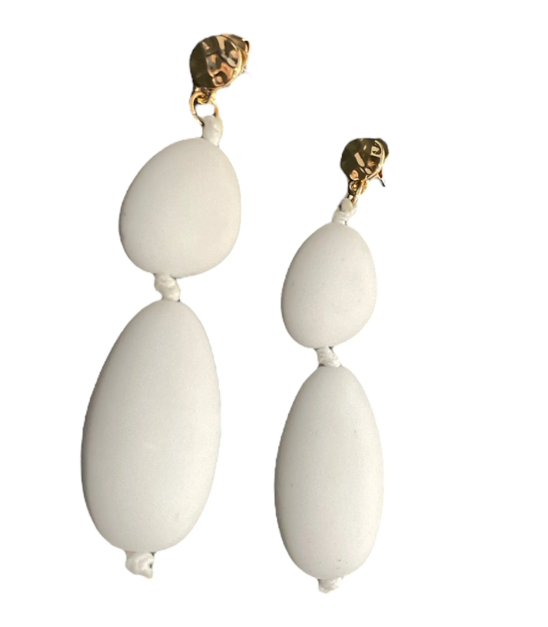 Adorne White Pebble Gold Earrings