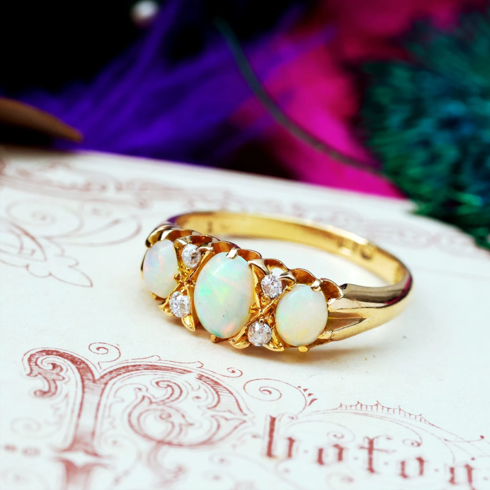 Antique Victorian Opal & Diamond Ring