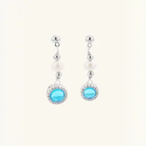 Aquamarine Pearl Drop Earrings