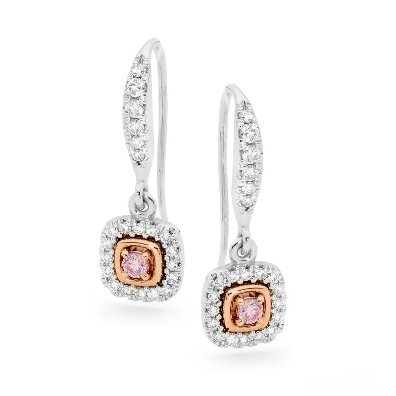 Argyle Pink Diamond and White Diamond Earrings